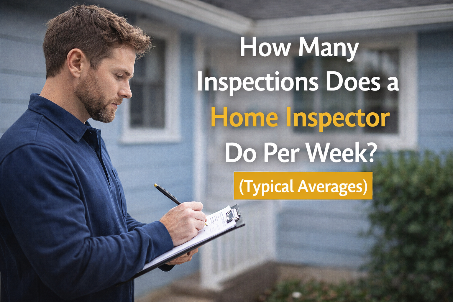 Home inspector taking notes outside a residential property during a home inspection